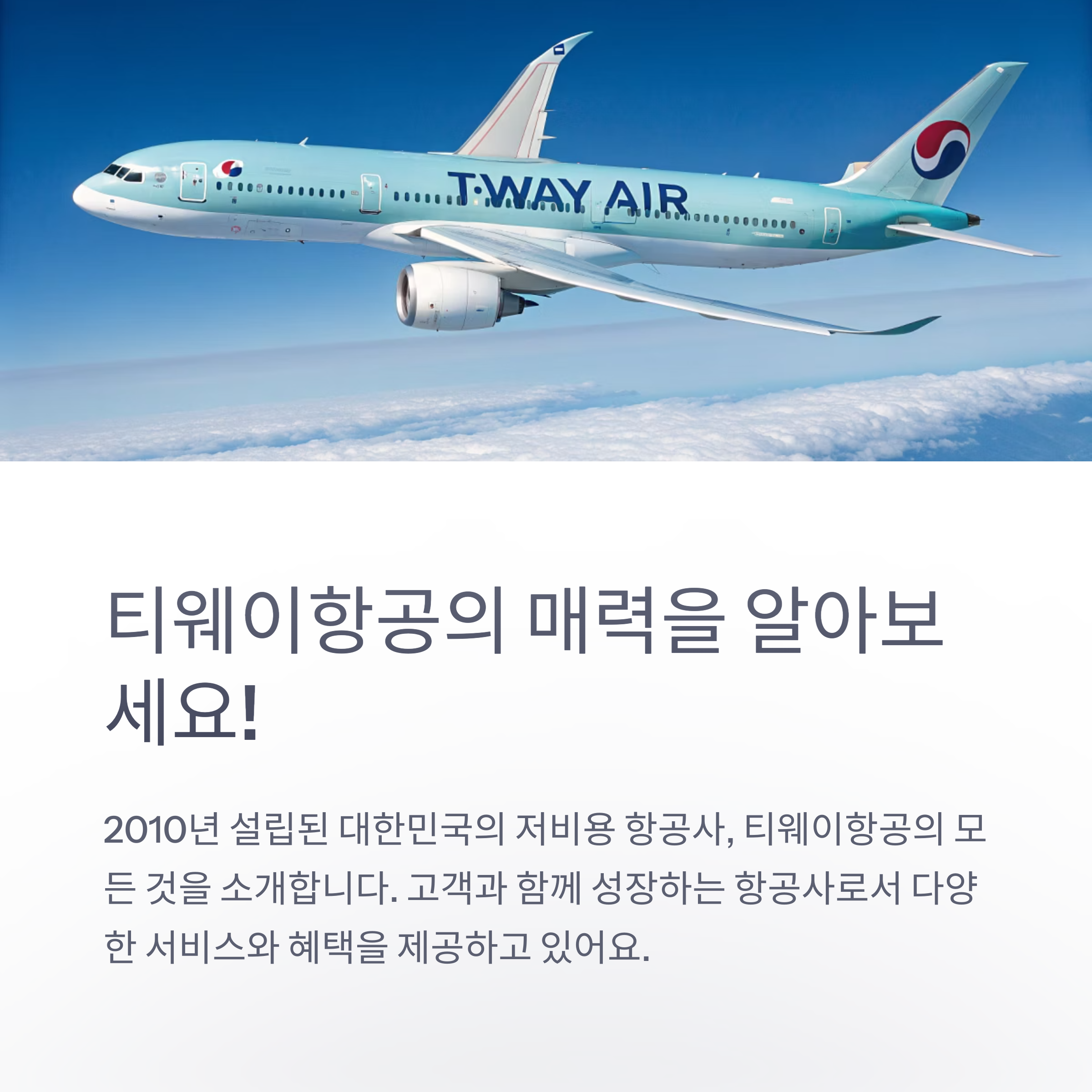 티웨이항공의 매력: 대한민국 국적항공사의 모든 것