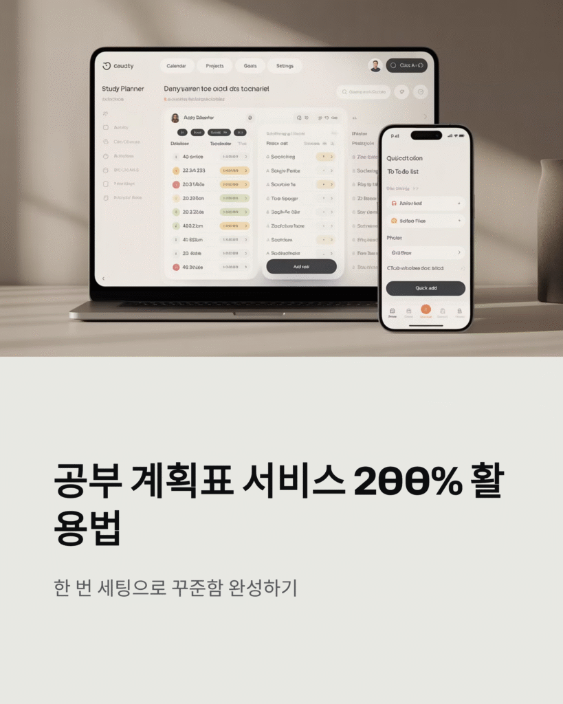 공부 계획표 서비스 200퍼센트 활용, 한 번 세팅으로 꾸준함 완성