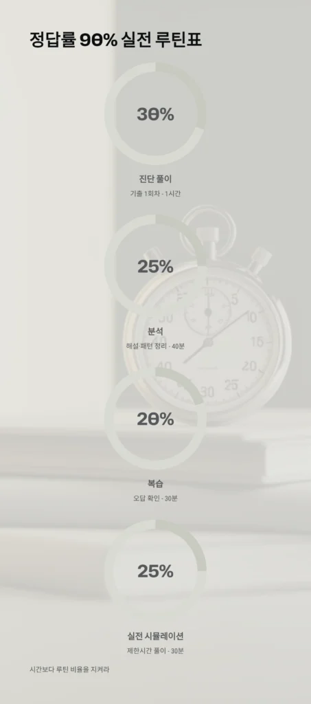 기출문제 90% 정답, 실전 풀이 루틴 공개｜기출 분석·패턴 학습·오답 복습 완벽 전략