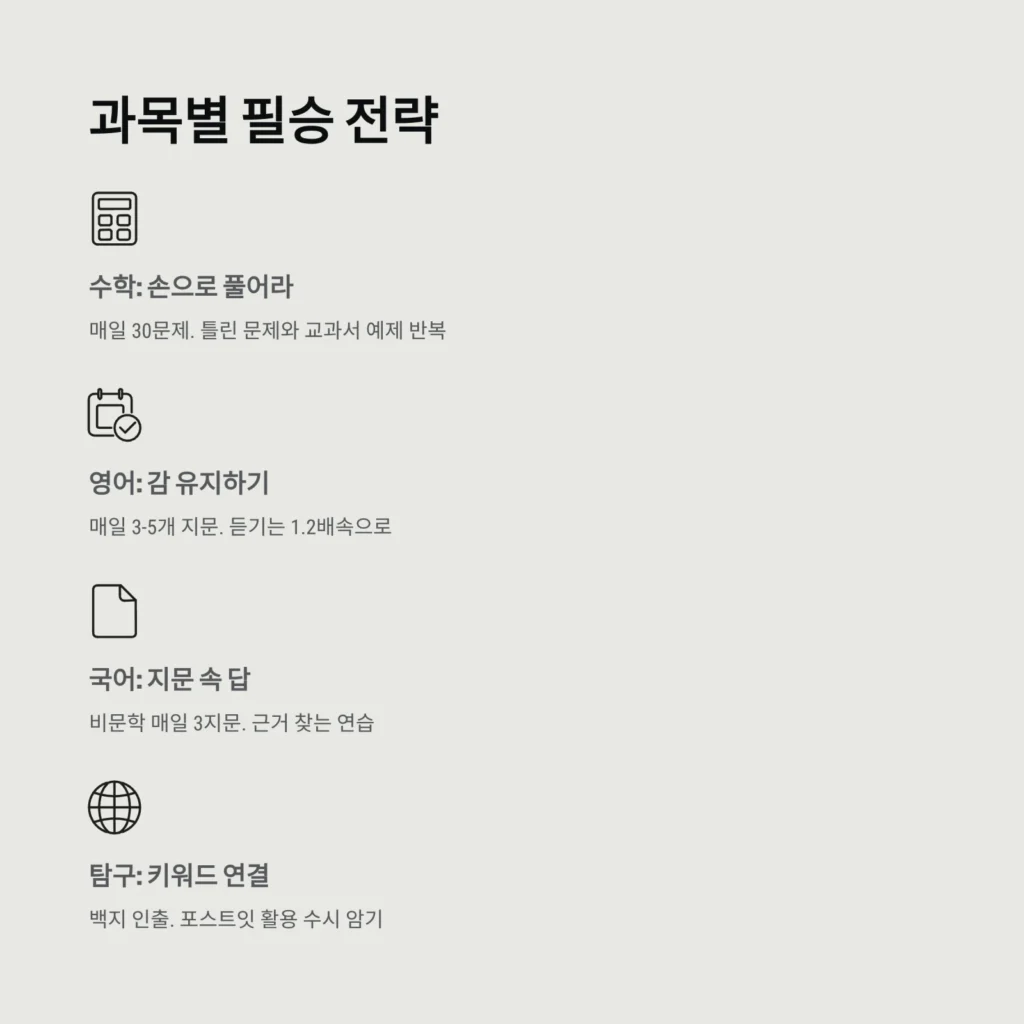 과목별 필승 전략