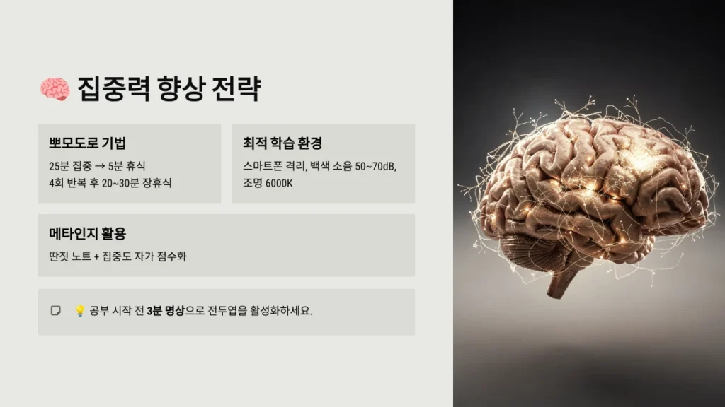 공부법 총정리: 집중력·시간관리·시험 전략 가이드, 학습 효율 200% 이상 2 집중력 향상 전략