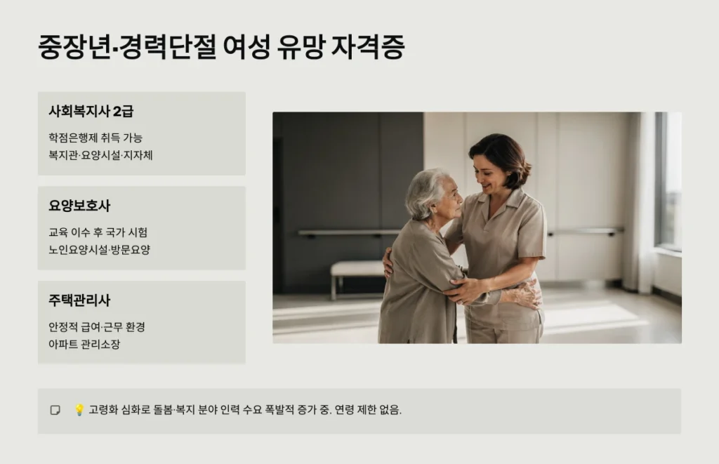 2026 자격증 추천 총정리: 취업·재취업·국비지원 완벽 가이드 3 중장년·경력단절 여성 유망 자격증