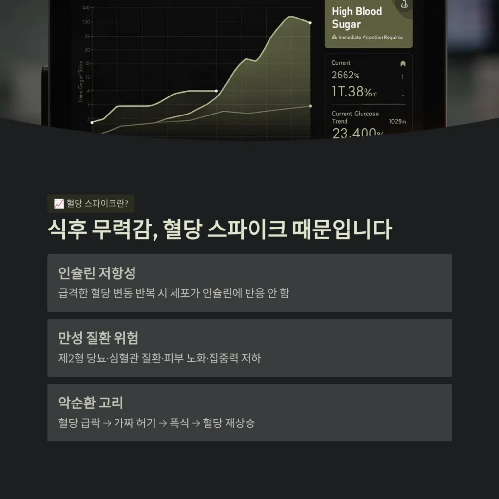 혈당 스파이크를 막는 AI 식단 관리법: 연속혈당측정기(CGM) 활용 노하우 2 식후 무력감, 혈당 스파이크 때문입니다